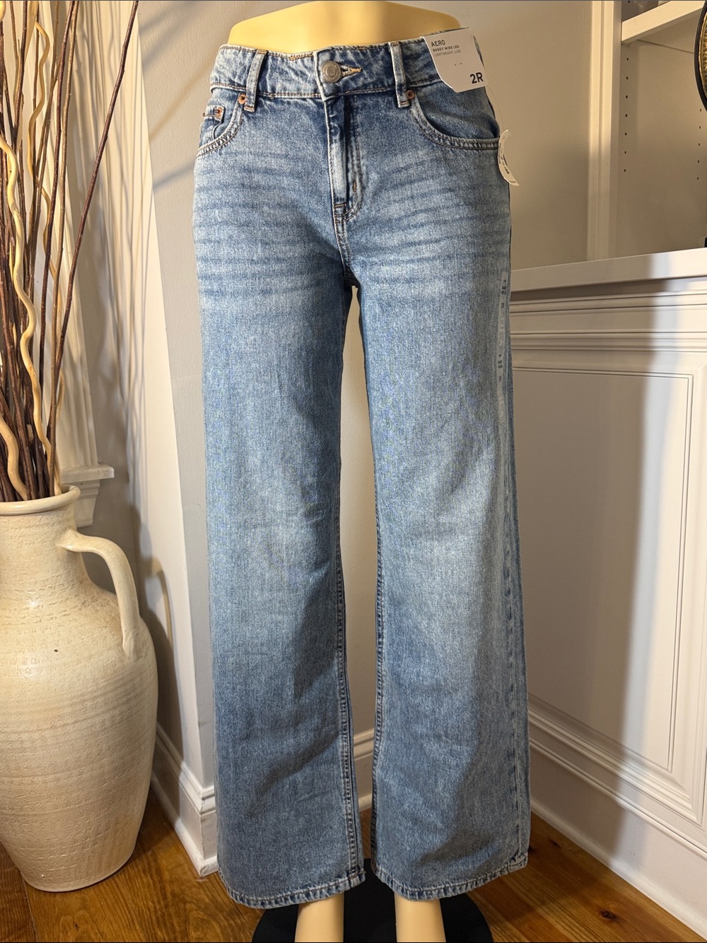 NWT Aeropostale Size 2R Baggy Wide-Leg Lightweight Luxe Women’s Blue Jeans